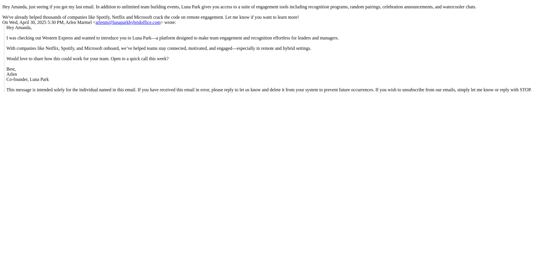 Email Render Screenshot