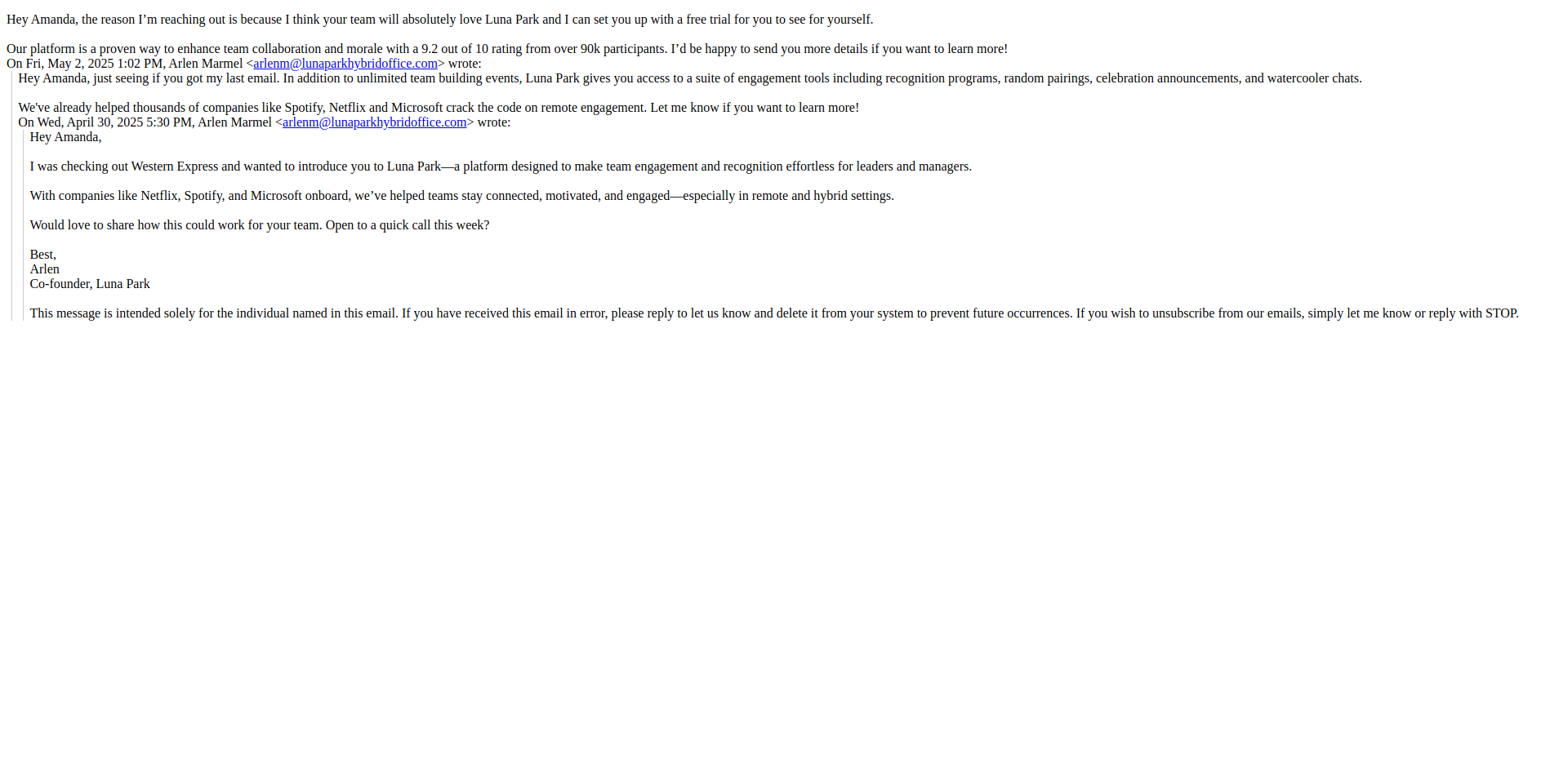 Email Render Screenshot